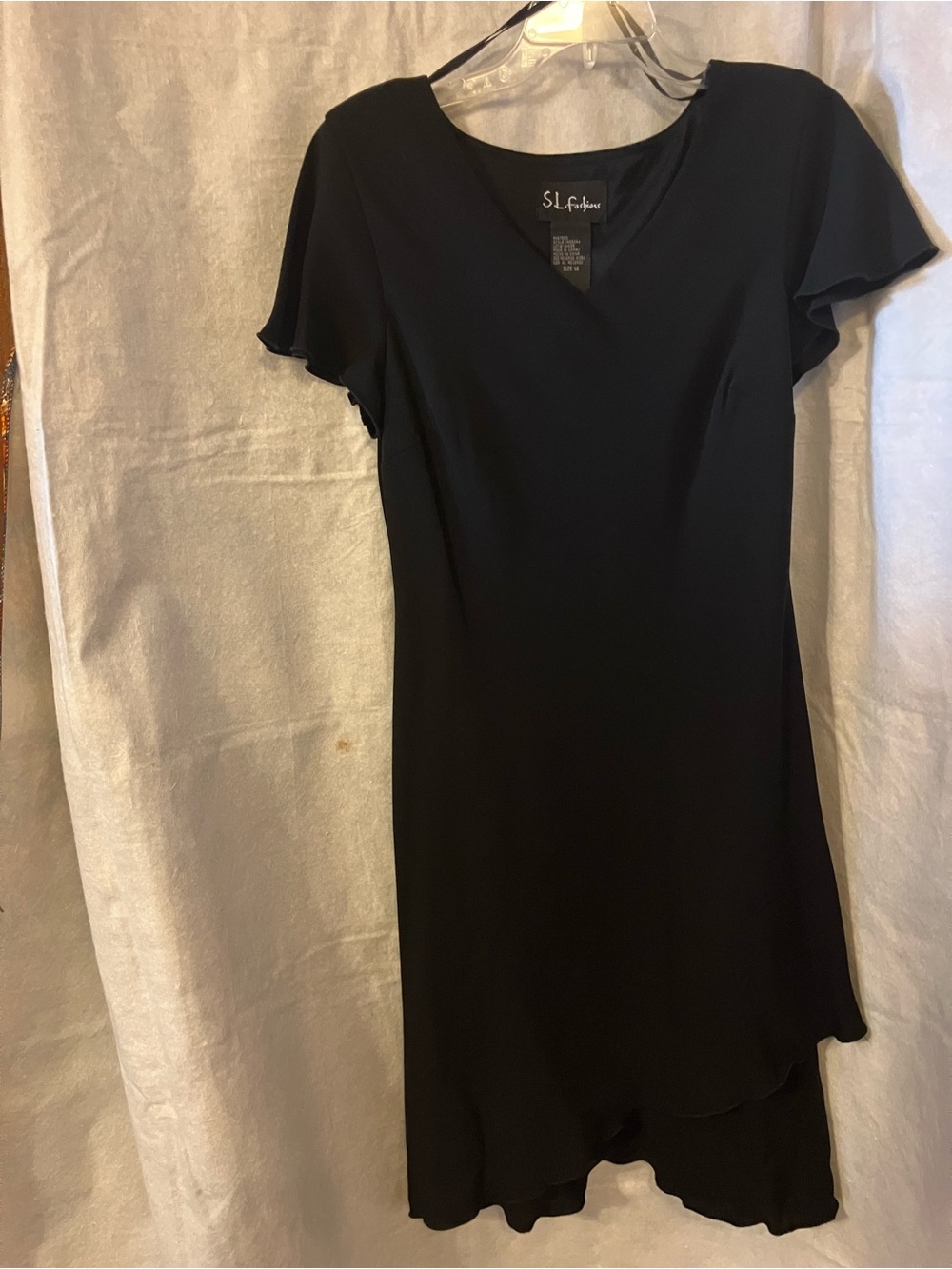 SL Fashions Black V-Neck Flutter Sleeve Dress